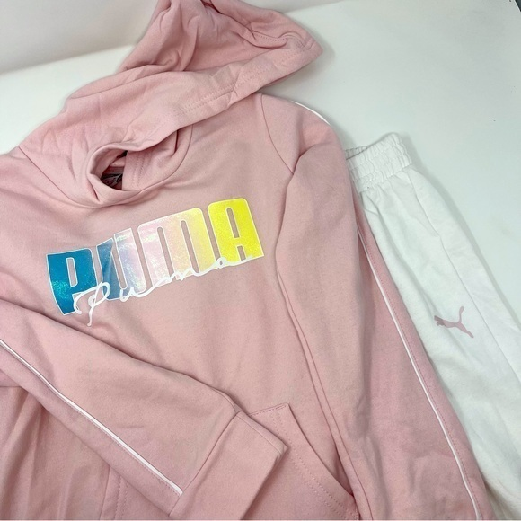 Puma NWT Girls 2‎ Piece Fleece Pullover Hoodie & Jogger Set Size Large (12-14) - Picture 1 of 10